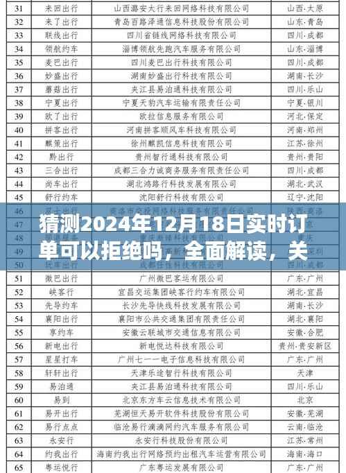 关于猜测2024年12月18日实时订单拒绝策略的深入解读与评测,能否拒绝实时订单?